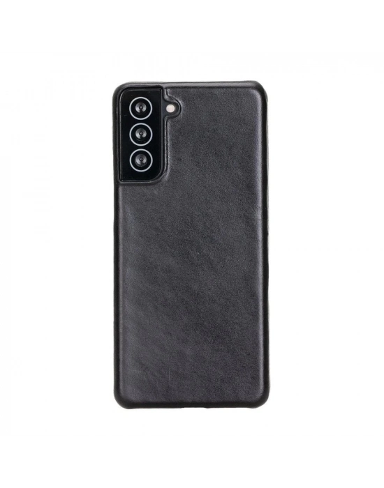 ÇOK SATAN Samsung Galaxy S21 Plus Uyumlu Deri Arka Kapak UJ RST1 Siyah