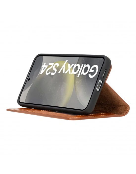 ÇOK SATAN Samsung Galaxy S24 Plus Uyumlu, Deri Cüzdanlı Kılıf, Efektli Taba