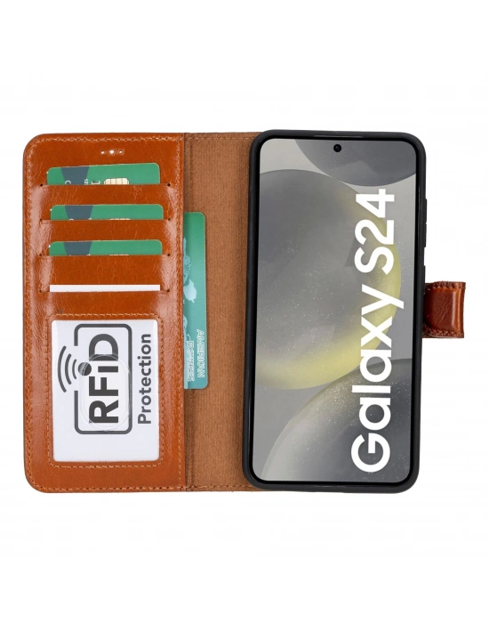 ÇOK SATAN Samsung Galaxy S24 Plus Uyumlu, Deri Cüzdanlı Kılıf, Efektli Taba