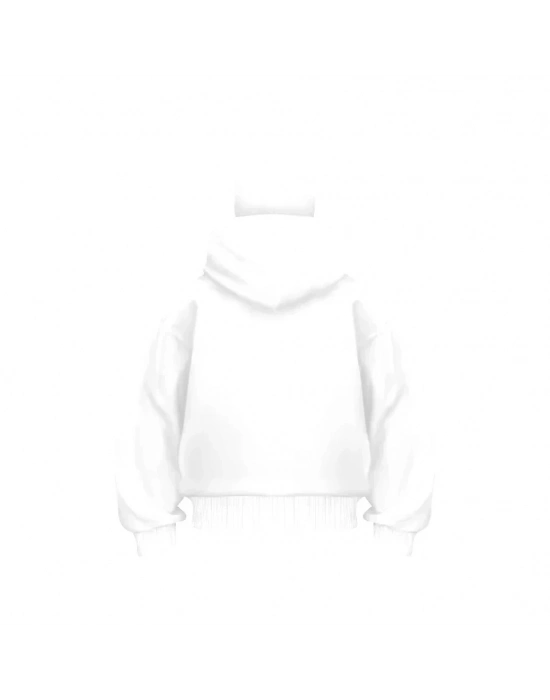 Samuray Ninja Çift Kapşonlu ZIP Fermuarlı Kanguru Çepli Tam Fermuarlı Hoodie  sweatshirt - Beyaz