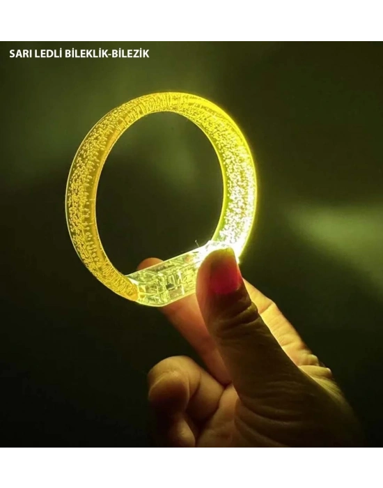 ÇOK SATAN Sarı Led Işıklı Baskı Yapılabilen Pilli Bileklik Bilezik 1,5 Cm Genişlik