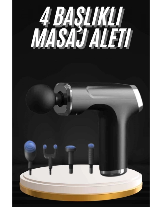 ÇOK SATAN Şarjlı Masaj Tabancası 4 Başlıklı Mini Masaj Tabancası ve Masaj Aleti
