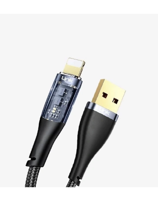 ÇOK SATAN Şeffaf Uçlu İphone 45w Usb Hızlı Ve Dayanıklı Şarj Ve Data Işıklı Örgü Kablo 1 Metre