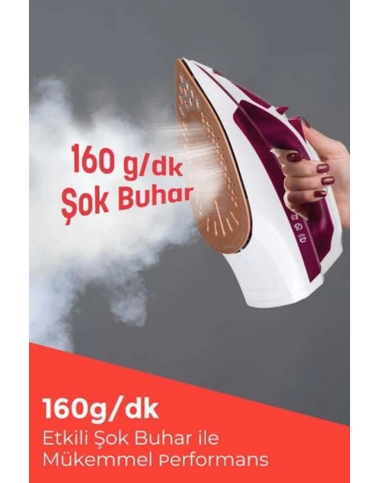 ÇOK SATAN Seramik Tabanlı Kırmızı 2200 Watt Şok Buharlı Ütü