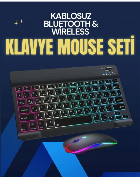 ÇOK SATAN Şık ve Sessiz Tasarımlı Işıklı Klavye Mouse Seti – Şarjlı, Wireless