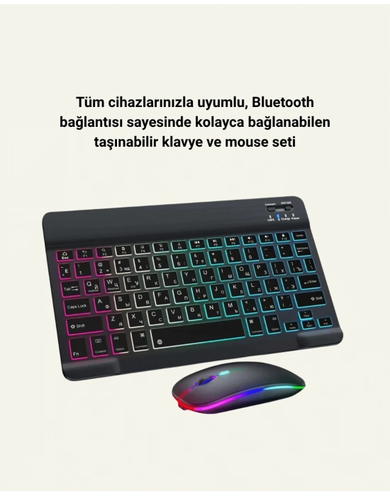 ÇOK SATAN Şık ve Sessiz Tasarımlı Işıklı Klavye Mouse Seti – Şarjlı, Wireless