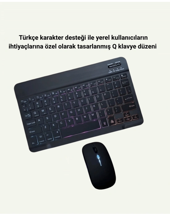 ÇOK SATAN Şık ve Sessiz Tasarımlı Işıklı Klavye Mouse Seti – Şarjlı, Wireless