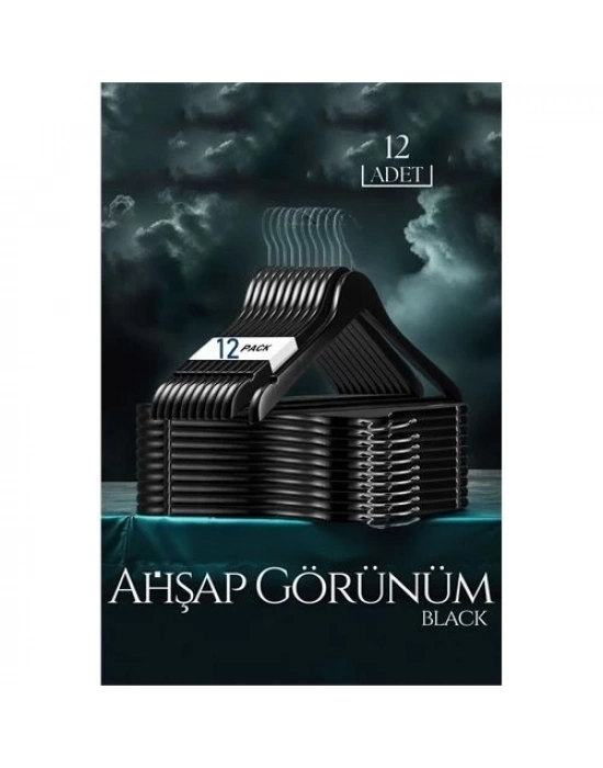 ÇOK SATAN Siyah Ahşap Görünüm 12 li Askı Seti Schönbuch Design