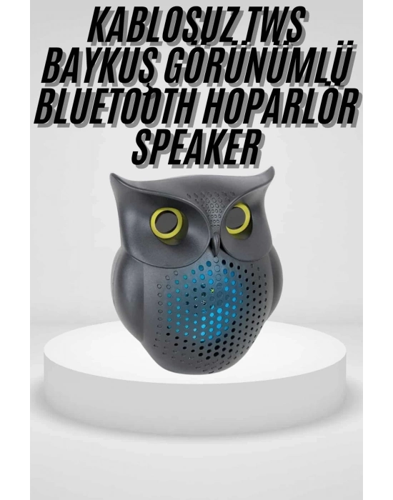 ÇOK SATAN Siyah Bluetooth Hoporlör Baykuş Speaker Bluetooth 5.0 Bağlantılı