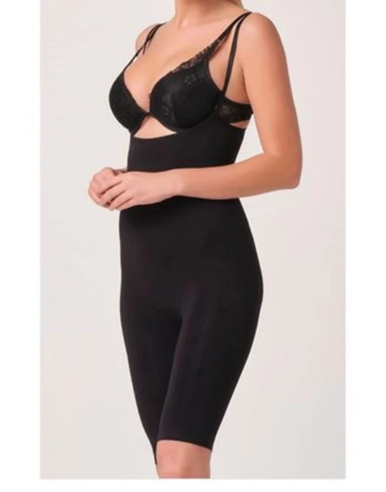 ÇOK SATAN Siyah Kadın Paçalı Boy Dikişsiz Korse - 751