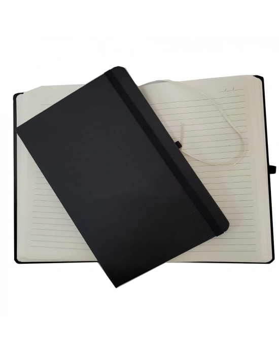 ÇOK SATAN Siyah Renk Termo Deri Çizgili Defter