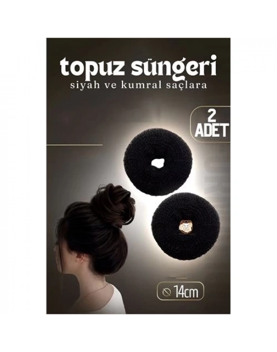ÇOK SATAN Siyah Saç Topuz Süngeri 2 ADET 14 CM Çap 6 cm Kalınlık