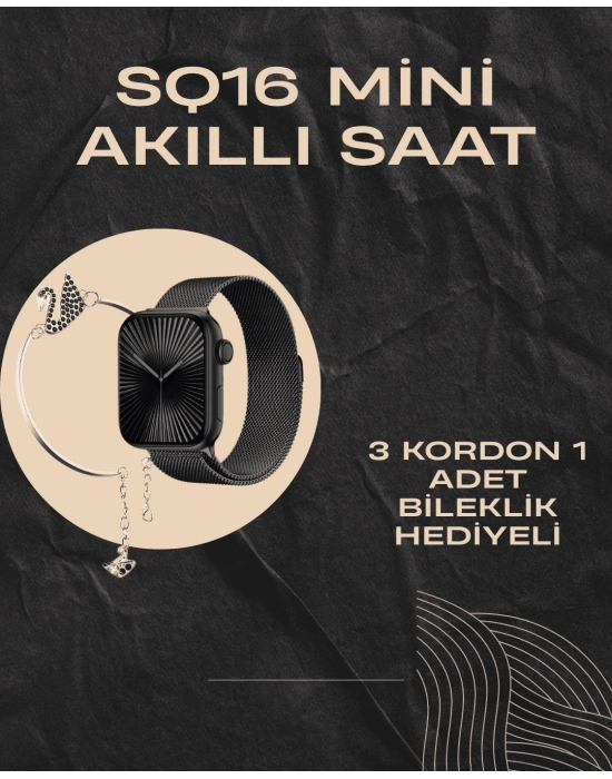 ÇOK SATAN SQ-16 Mini Series 10 Akıllı Saat | Şık ve Hafif Tasarım, 3 Kordon Seçeneği