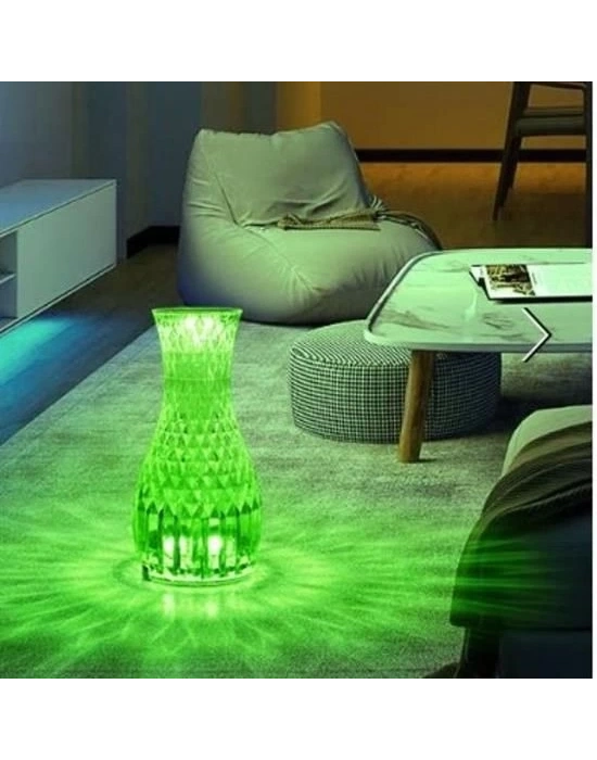 ÇOK SATAN Sürahi Model USB Şarjlı Kumandalı 16 Farklı Işık Modlu Masa Üstü Kristal Akrilik Lamba Led