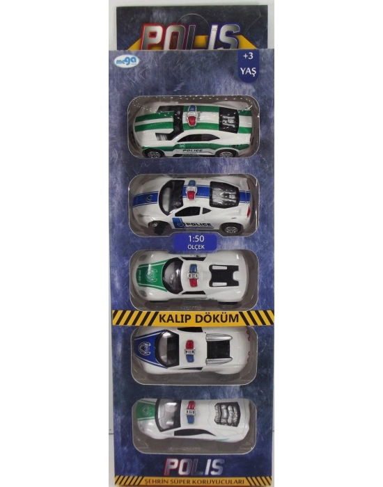 ÇOK SATAN Sürtmeli Die Cast 5Li Metal Polis Araçları