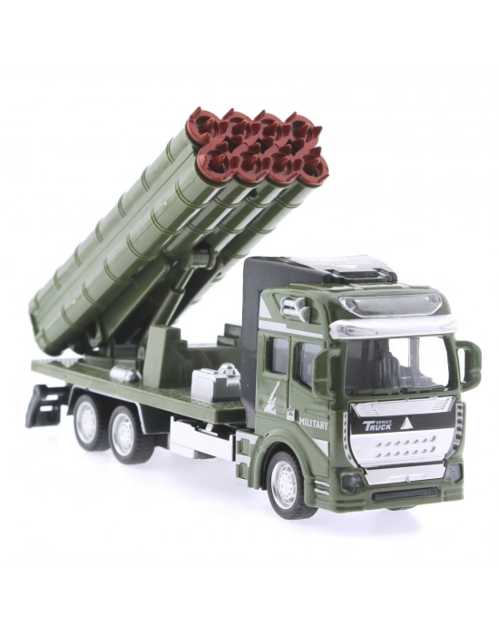 ÇOK SATAN Sürtmeli Die Cast Metal Roketatar Rampalı Askeri Kamyon