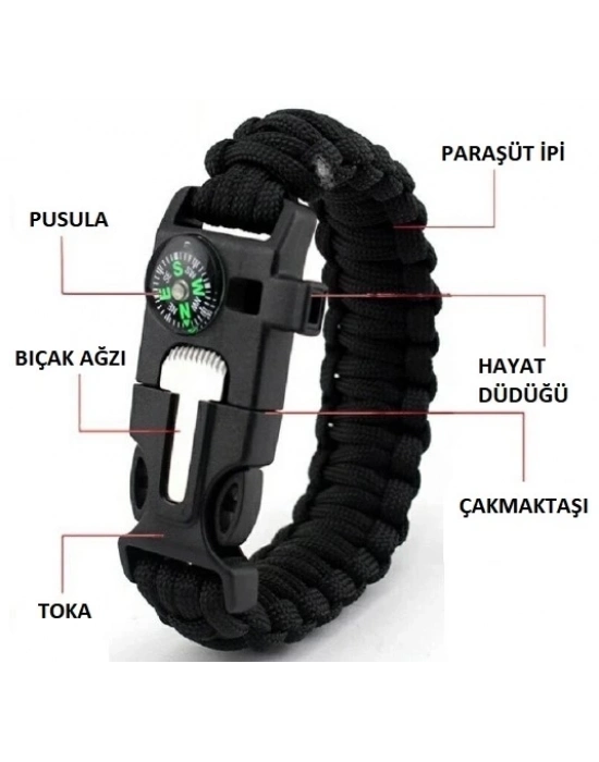 ÇOK SATAN Survıval Kamp Bileklik  Düdük Çok Amaçlı