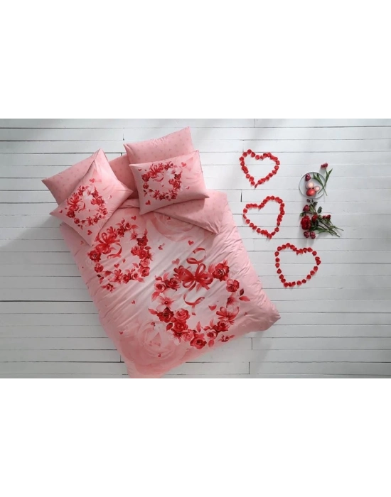 ÇOK SATAN Taç Glow Parlayan Çift Kişilik Nevresim Takımı Roses Pembe
