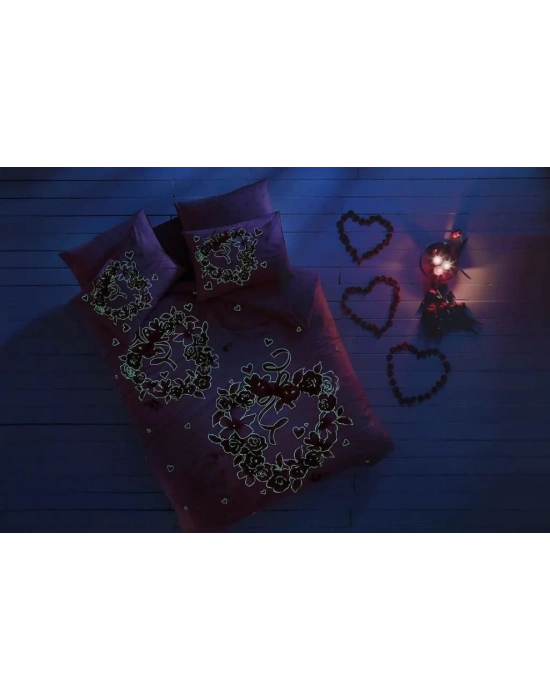 ÇOK SATAN Taç Glow Parlayan Çift Kişilik Nevresim Takımı Roses Pembe