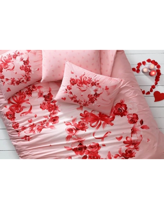 ÇOK SATAN Taç Glow Parlayan Çift Kişilik Nevresim Takımı Roses Pembe