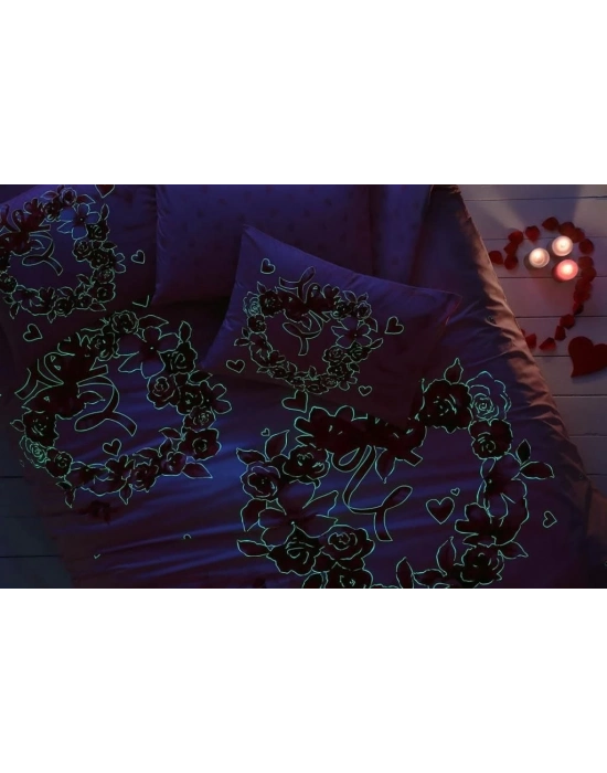 ÇOK SATAN Taç Glow Parlayan Çift Kişilik Nevresim Takımı Roses Pembe