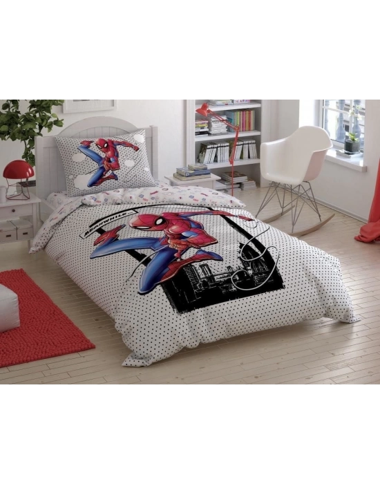 ÇOK SATAN Taç Lisanslı Spiderman Cloudy Tek Kişilik Nevresim Takımı