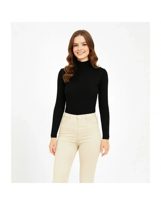 Tam Boğazlı Fitilli Likrali Koşkorse Badi - Siyah