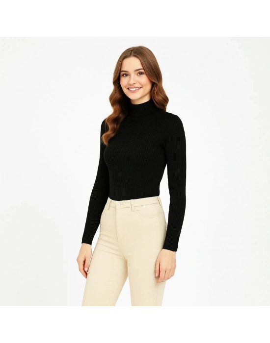 Tam Boğazlı Fitilli Likrali Koşkorse Badi - Siyah