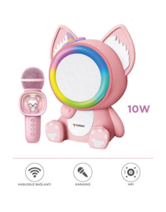 ÇOK SATAN Taşınabilir Rgb Işılı Sevimli Figürlü Mikrofonlu Karaoke Bluetooth Hoparlör