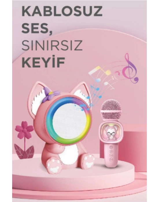 ÇOK SATAN Taşınabilir Rgb Işılı Sevimli Figürlü Mikrofonlu Karaoke Bluetooth Hoparlör