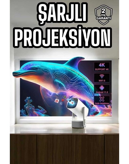 ÇOK SATAN Taşınabilir Sinema Oyun Projektörü Akıllı Projeksiyon Android 11