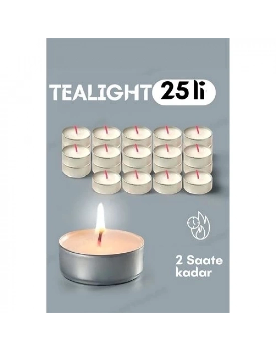 ÇOK SATAN Tealight Mum 25 Adet - Kokusuz Dekoratif Mum