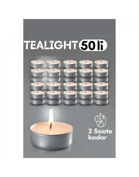 ÇOK SATAN Tealight Mum 50 Adet - Kokusuz Dekoratif Mum