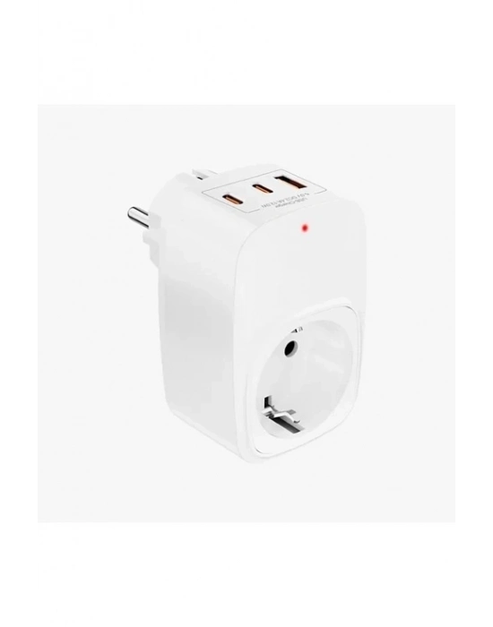 ÇOK SATAN Tekli Yüksek Voltaj Korumalı Duvar Prizi 2x Type-c 1x Usb Çıkışlı Priz Grup Priz Çoğaltıcı Beyaz