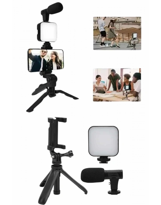 ÇOK SATAN Telefon Tutucu Mini Mikrofonlu Tripod Vlog Çekim Video