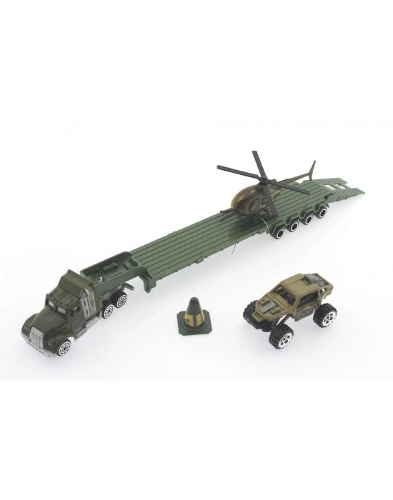 ÇOK SATAN Tır Arazi Aracı ve Helikopterli Metal Askeri Araç Seti