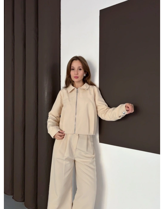 Trenç takım alt üst bej ons