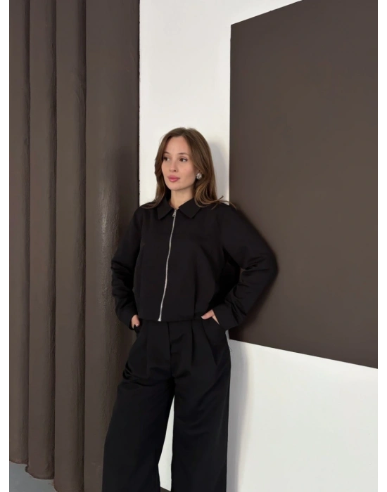 Trenç takım alt üst siyah ons