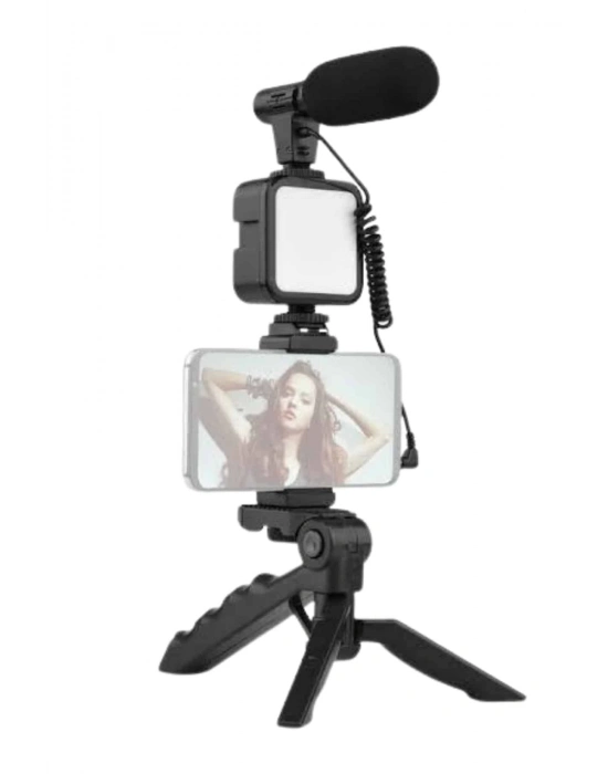 ÇOK SATAN Tripod Telefon Tutucu Kumandalı Mikrofon Led Işık Vlog Video Kayıt