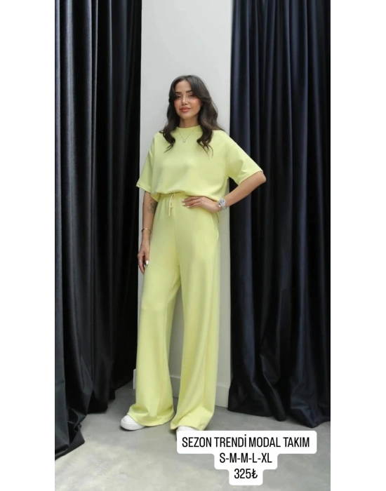 Tshirt alt üst modal takım sarı