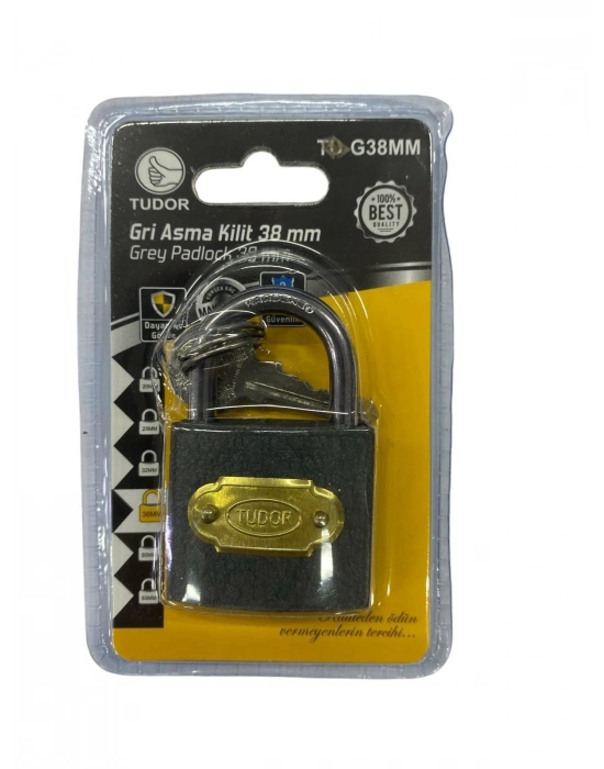 ® Tudor 38 mm Kısa Gri Asma Kilit