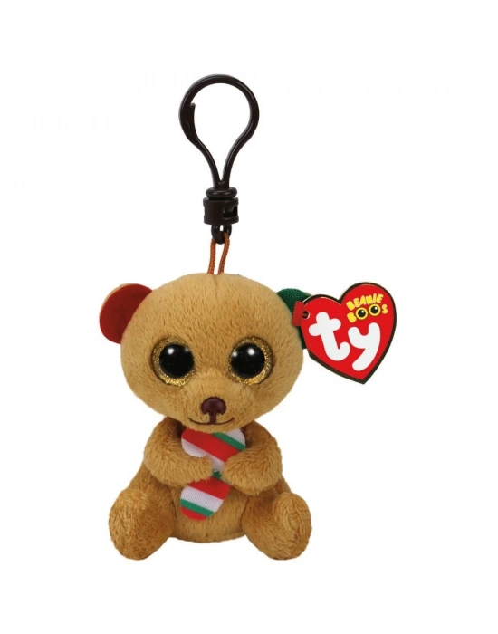 ÇOK SATAN TY Bella - Brown Bear W/Candy Cane Peluş Anahtarlık