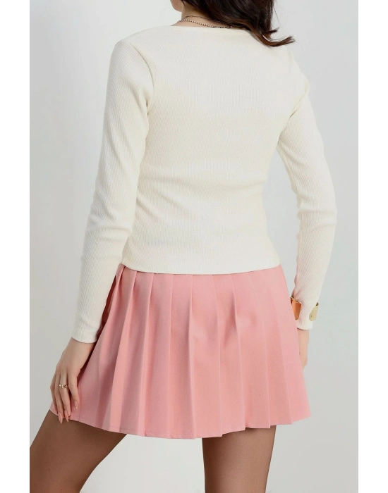 U yaka kaşkorse bluz beyaz A132