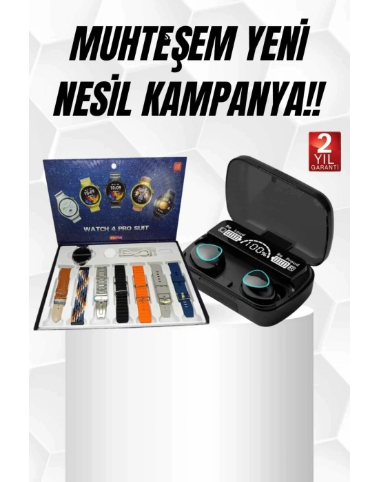 ÇOK SATAN Ucuz Kaliteli Yeni Nesil 7 Kordonlu Akıllı Saat ve Kablosuz Bluetooth Kulaklık ANC Özelliği