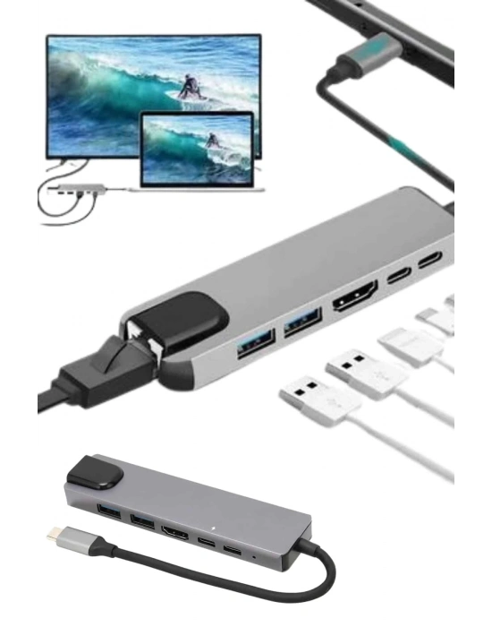 ÇOK SATAN Usb Type-c Hub Dönüştürücü Çevirici Çoklayıcı Macbook Çevirici 8 Portlu