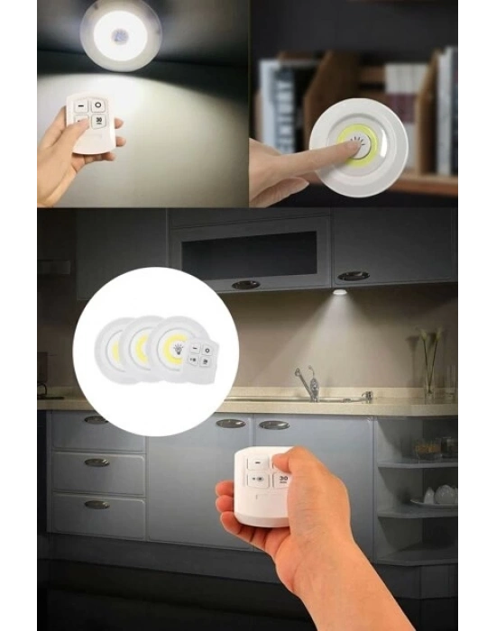ÇOK SATAN Uzaktan Kumandalı Yapışkanlı 3lü Led Spot Lamba