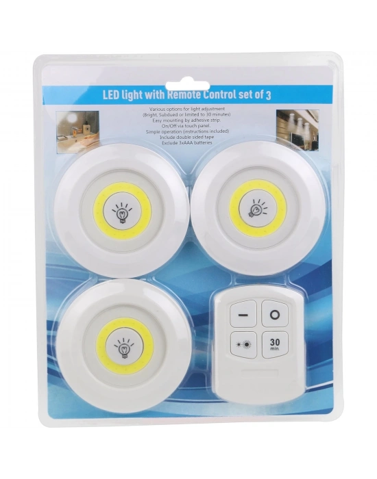 ÇOK SATAN Uzaktan Kumandalı Yapışkanlı 3lü Led Spot Lamba