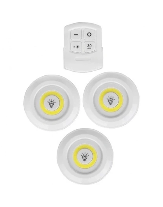 ÇOK SATAN Uzaktan Kumandalı Yapışkanlı 3lü Led Spot Lamba