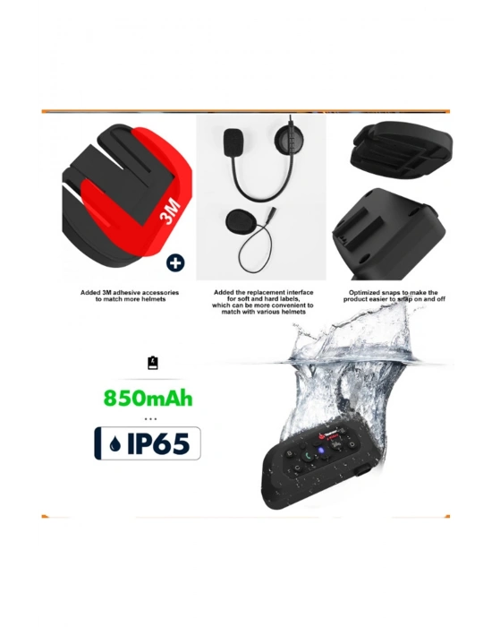 ÇOK SATAN V6 Plus Motorsiklet Kaskı İntercom  Su Geçirmez 1200 M