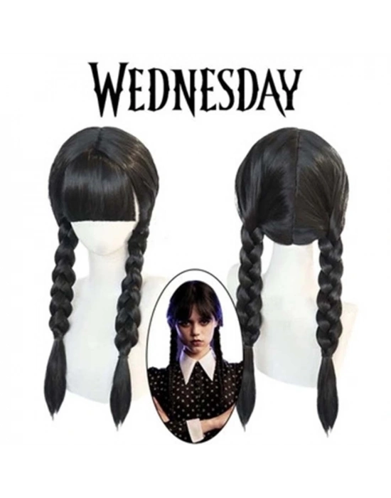 ÇOK SATAN Wednesday Siyah Örgülü Peruk